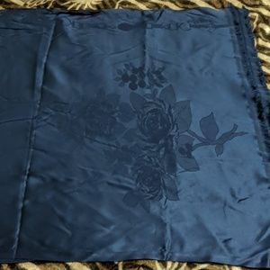 Beautiful blue scarf with dark blue floral design